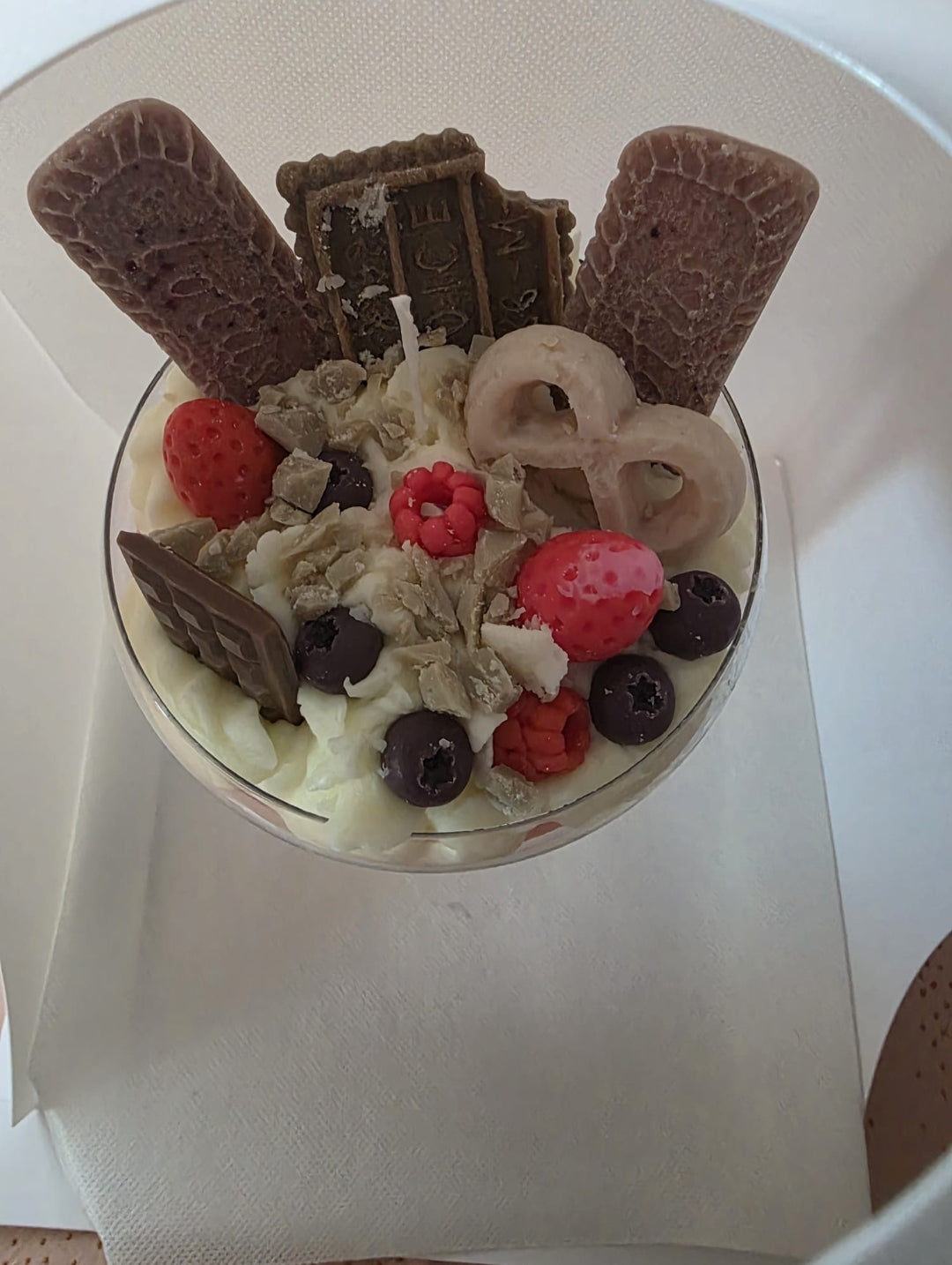 Desserkerze mit biscuit